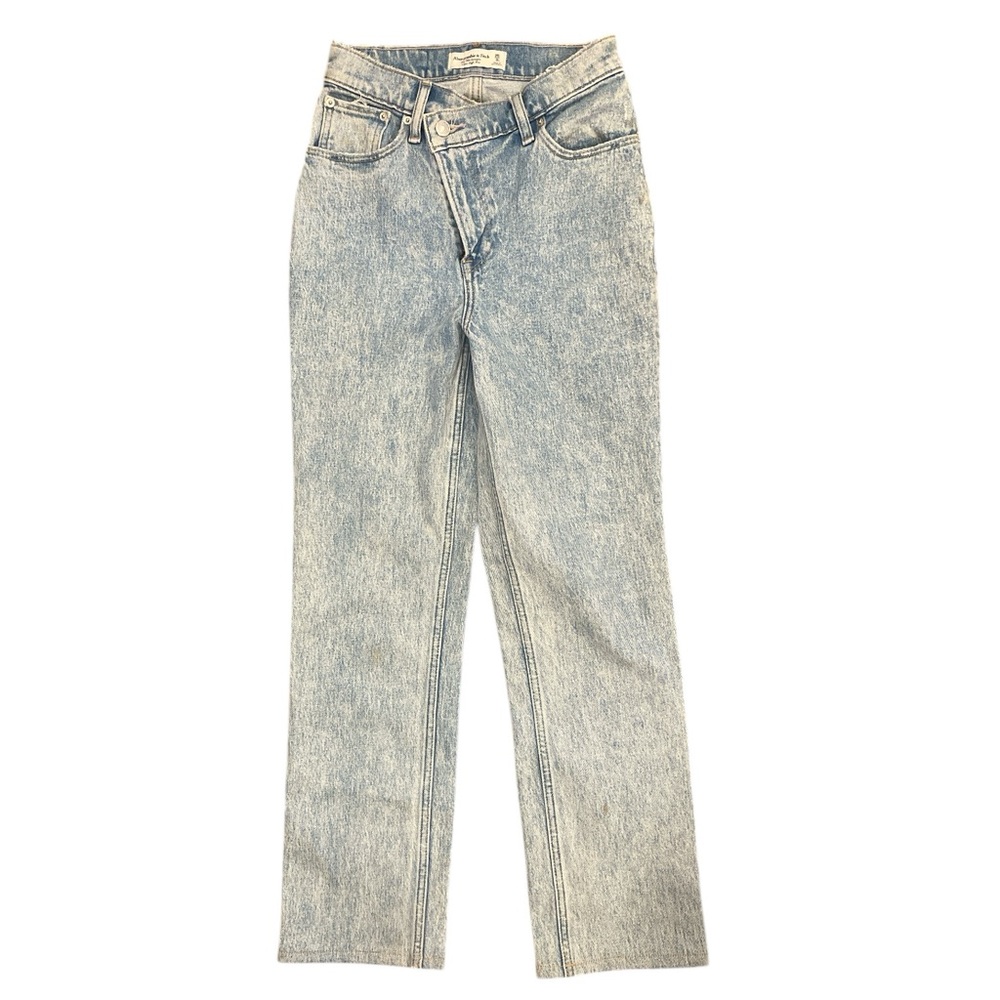 Abercrombie Asymmetrical Waist Jeans 90s Straight High Rise 25 Light Wash